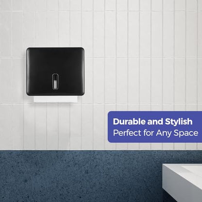 Stardrix 2-Pack Multifold Paper Towel Dispenser Wall Mount (Black) – Large Capacity C-Fold, Trifold, and Folded Commercial Hand Towel Holder for Bathroom & Restroom – Adhesive or Screw Mounted - color: 2-pack Black