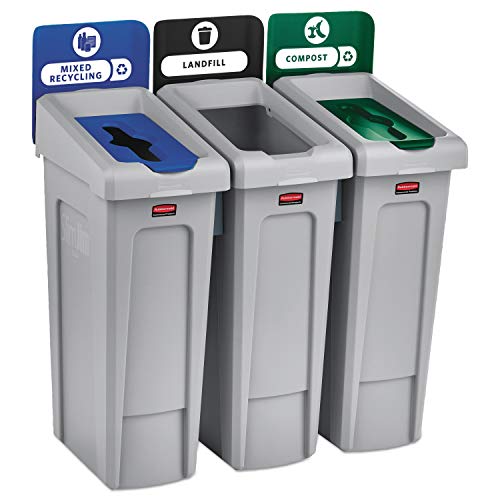 Rubbermaid Commercial Products Slim Jim 3-Stream Recycling Station - style: 3 Stream Compost