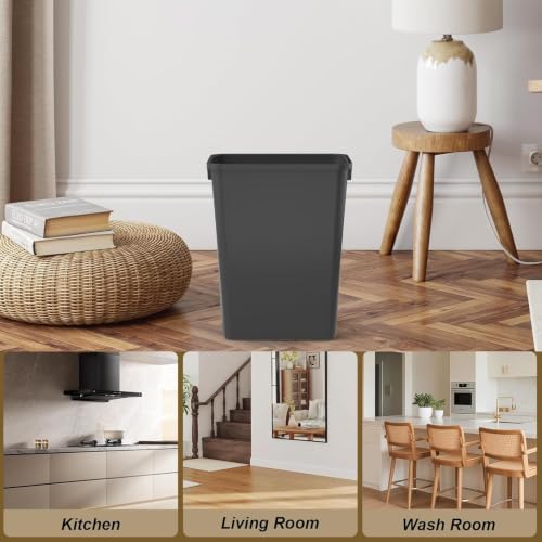 ROOMTEC 35QT Kitchen Trash Can,Sturdy and Lightweight Slim Trash Can,2-Pack - color: Black, style: 2PCS
