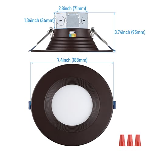 TORCHSTAR 8-Pack 5CCT 6 Inch LED Recessed Light Canless, Oil Rubbed Bronze - color: Oil Rubbed Bronze-5CCT, size: 6 Inch