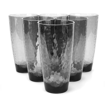 26-Ounce Plastic Tumblers (Set of 6), Reusable Plastic Mugs, BPA-Free Acrylic to Drink Mugs, Shatter Resistant, Textured Interior, Dishwasher Safe (Grey, 26 Ounce) - color: Gray, size: 26 Ounce