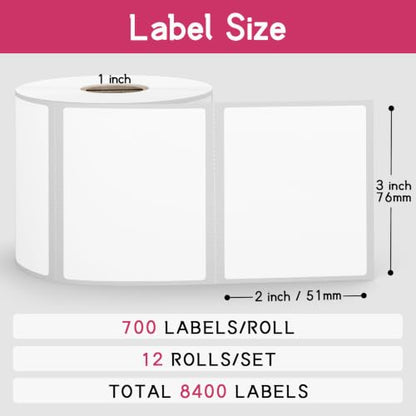 12 Rolls 3" x 2" Direct Thermal Shipping Labels for Small Business Supplies - size: 3" x 2" - 12 Rolls