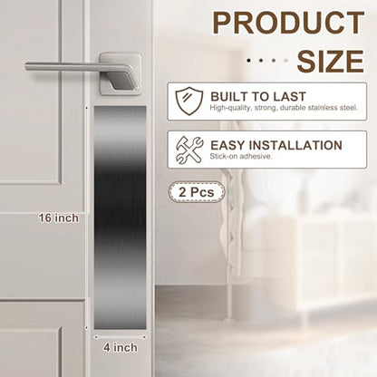 4 x 16 Inches Self Adhesive Door Push Plate,2 Pack - Black - color: Black, size: 4 x 16 Inch