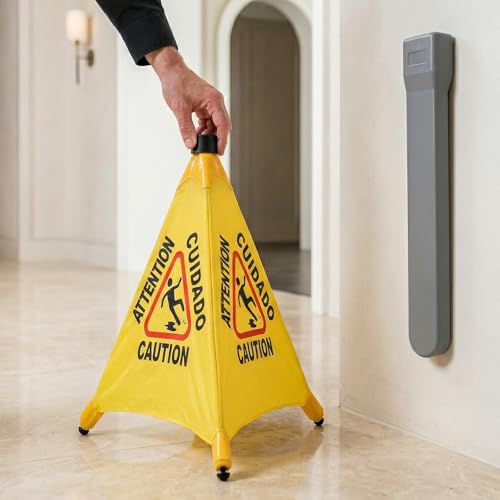 2 Pack Caution Wet Floor Signs, 20" Pop Up Slippery When Wet Sign - color: Yellow