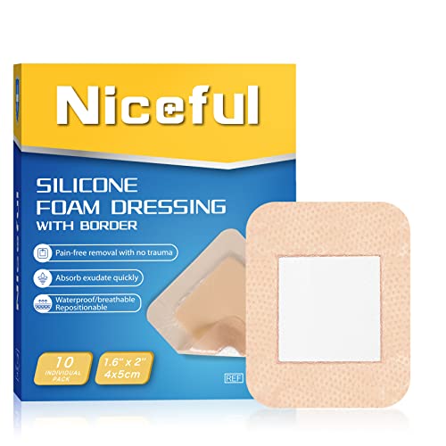Niceful Silicone Foam Dressing 1.6"x2" 10 Count, Small Bandages for Wound - size: 1.6x2 Inch (10 Pcs)