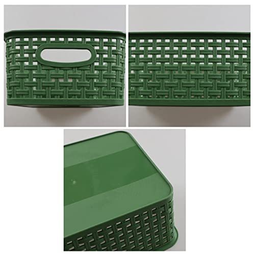 Plastic Kitchen Basket, Woven Storage Baskets, 6 Packs Deep Green - color: Deep Green