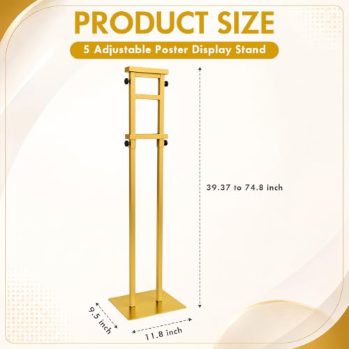 Honoson 5 Pcs Poster Stands for Display Heavy Duty Sign Holder, Gold - color: Gold