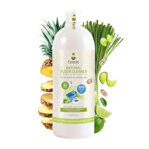 Fuwa3e Pineapple Enzyme Natural Floor Cleaner Lime & Lemongrass - 33.8oz 1 Pack (Makes 44 Gallons) - 99% Organic Mop Soap with Fermented Pineapple Peels - Multi Surface Non Toxic Floor Cleaner