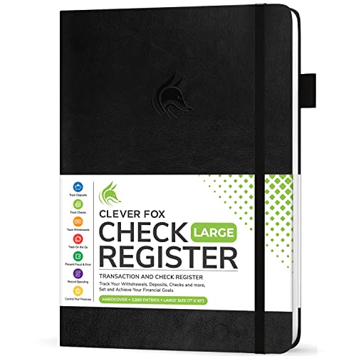 Clever Fox Check Register Book, Checkbook Ledger, 7x10 Black - color: Black, size: Smaller than A4 (7" x 10")