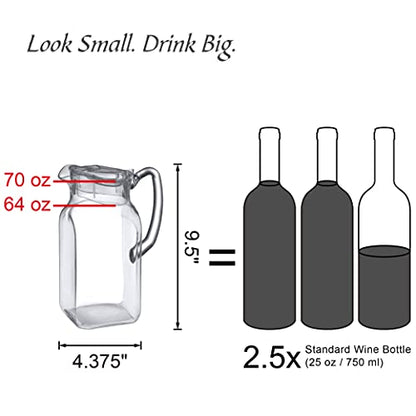 Amazing Abby - Quadly - Plastic Pitcher (64 oz, 2 Quart), Clear Water Pitcher with Lid, Fridge Jug, BPA-Free, Shatter-Proof, Great for Iced Tea, Sangria, Lemonade, Juice, Milk, and More - style: Quadly (64 oz)