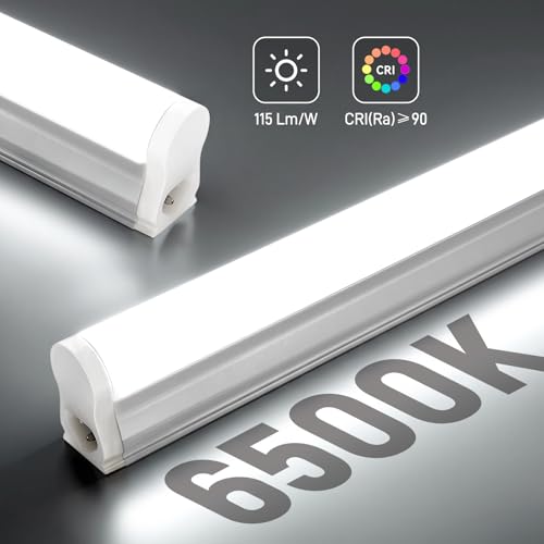 Pak 4FT LED Shop Lights, 2300LM 6500K Cool White, 20W Energy Efficient Linkable Ceiling and Under Cabinet Lighting, T5 Integrated Utility Fixture for Garage, Workshop, Basement, FCC Certified, 8 Pack - size: 4FT 6500K-8 Pack