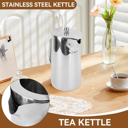 Stainless Steel Pitcher, 2L Coffee Pitcher Metal Water Pitcher Large Capacity Water Kettle with Lid Juice Cold Beverage Jug for Home Restaurant