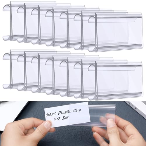 Kathfly 100 Pcs Plastic Wire Shelf Label Holder Clips Compatible with Metro