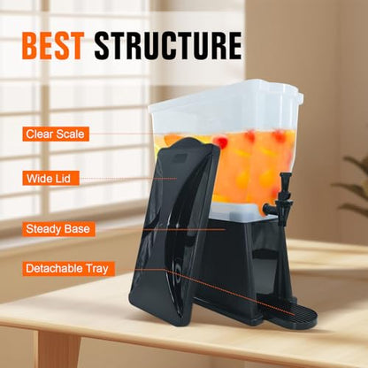Hakka 3 Gallon Drink Dispenser, Commercial Beverage Dispenser for Parties 11L Tank with Stand and Spigot Catering Supplies for Cold Water Tea Milk - size: 3 Gallon