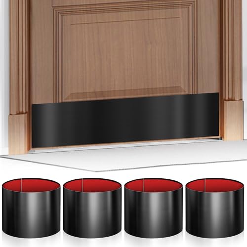 4 PCS 8" x 34" Self Adhesive Brushed Door Kick Plate for 36" Door Bottom - color: Brushed Black, size: 4 PCS