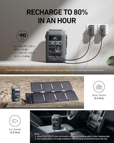 ANKER SOLIX C300 DC Portable Power Station with Protective Bag, 288Wh, 300W - style: C300 DC + Protective Bag