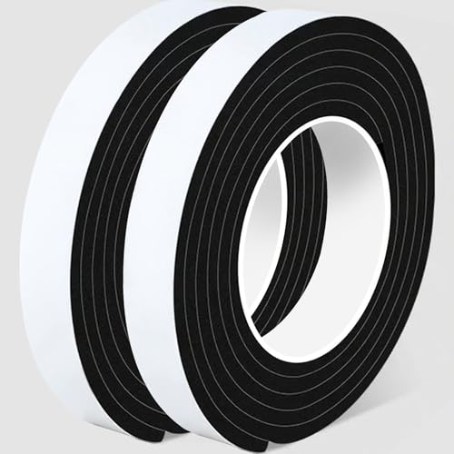 EVA Foam Weather Stripping Tape,1 Inch W x 1/4 Inch T Self-Adhesive Seal Tape for Doors & Windows-Draft Blocker,Soundproofing,Waterproof Insulation Foam,2 Rolls Total 33FT Black - color: Black, size: 1 IN x 1/4 IN x 33FT