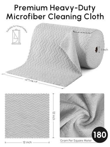 Microfiber Cleaning Cloths Roll 75 Pack 12x12 Inch Lint Free - color: Grey Ripple