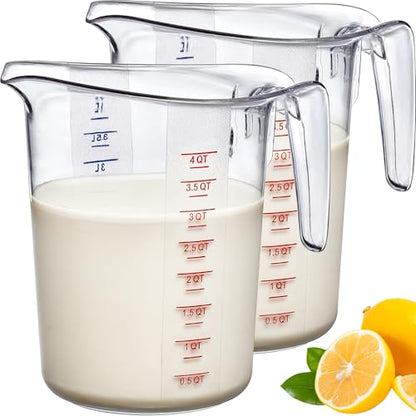 Amazing Abby - Melissa - 128-Ounce Plastic Measuring Pitcher (2-Pack), 16-Cup (4-Quart) Food-Grade Measuring Jug, Unbreakable, Stackable, Dishwasher-Safe, Great for Oil, Vinegar, Flour, and More - style: 2-Pack