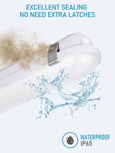LEONLITE 2-Pack 8FT LED Vapor Tight Light Fixture, 80W 120-277V IP65, 5000K
