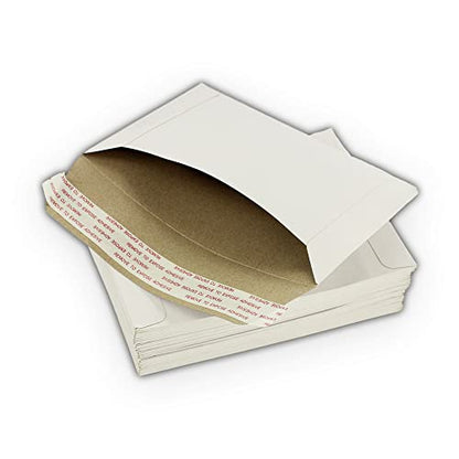 5 EcoSwift 12.5 x 9.5 Rigid Photo Mailers Stay Flats White Cardboard Self Seal Envelopes 12.5x9.5