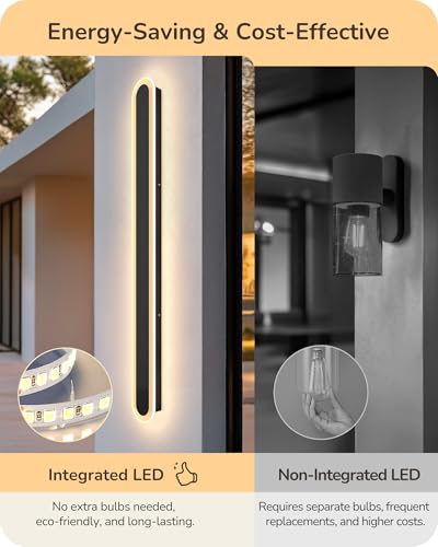 EDISHINE Upgraded 47.2" Modern Outdoor Wall Light, 2 Pack LED Linear Sconce - size: 47.2