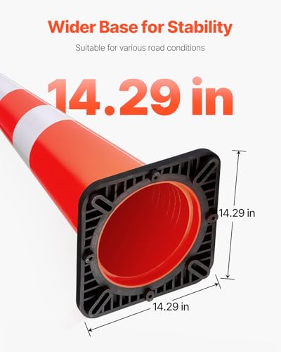 VEVOR Safety Cones, 6 Pack 36" Traffic Cones, PVC Orange Construction Cones with Reflective Collars and Black Weighted Base, for Traffic Control, Driveway Road Parking and School Improvement - size: 36"(6Cones)