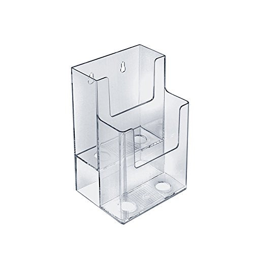 Azar Displays 252032 Clear Two-Tier Tri-Fold Brochure Holder, Acrylic Boxes for Display - Table Menu Holder Stands (4.25” W by 3.75” D by 7” H)-Tabletop Pamphlet Holder - 2-Pack - size: 2 Tier 2 Pocket