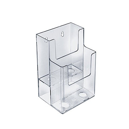 Azar Displays 252032 Clear Two-Tier Tri-Fold Brochure Holder, Acrylic Boxes for Display - Table Menu Holder Stands (4.25” W by 3.75” D by 7” H)-Tabletop Pamphlet Holder - 2-Pack - size: 2 Tier 2 Pocket