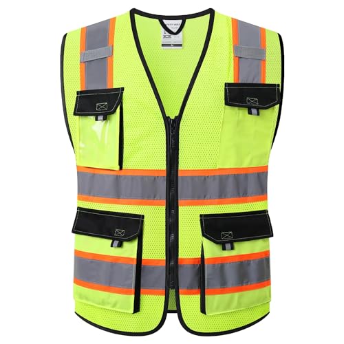 JKSafety Safety Vest for Men Women Hi Vis Reflective Vest JK220 Yellow XL - color: Jk220-yellow, size: X-Large