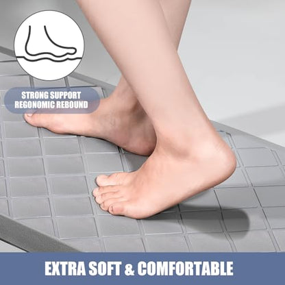 Cushioned Kitchen Mat 2 PCS, Anti Fatigue Kitchen Rugs, Heavy Duty Non-Skid, Ergonomic Comfort Foam Kitchen Floor Mat for Home, Office, Sink, Laundry - Grey - color: Grey