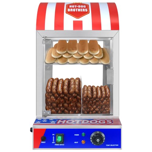 Hot Dog Steamer 2-Tier Hot Dog Steamer Machine with Bun Warmer 27 L/24.52 QT Electric Steamer with Adjustable Temperature