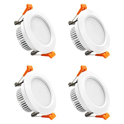 3 Inch LED Recessed Lighting, Dimmable Downlight 5W (40W Halogen Equivalent), CRI80+, 4000K Natural White, LED Ceiling Light with LED Driver, Canless Recessed Light (4 Pack) - color: 4000k (Natural White), size: White-3Inch-4Pack