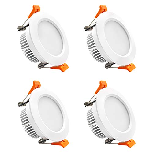3 Inch LED Recessed Lighting, Dimmable Downlight 5W (40W Halogen Equivalent), CRI80+, 4000K Natural White, LED Ceiling Light with LED Driver, Canless Recessed Light (4 Pack) - color: 4000k (Natural White), size: White-3Inch-4Pack
