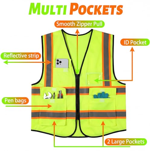 EBOOT 20 Pack Safety Vest High Visibility Reflective, Fluorescent Green - color: Fluorescent Green