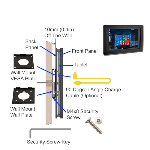 Security Anti-Theft Acrylic VESA Case for Dell Latitude 12 2-in-1 5285 5290 7200 7210 with Wall Mount Kit (Black, Latitude 12 2-in-1 7200) - color: Black, size: Latitude 12 2-in-1 7200