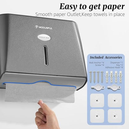 modunful Wall-Mounted Paper Towel Dispenser: Built-in Sample Towel – ABS Wall Box, Grey Pearl Finish, Two Lock Options, No Drilling Installation for Apartments & Small Spaces & RV - color: D-251 Grey
