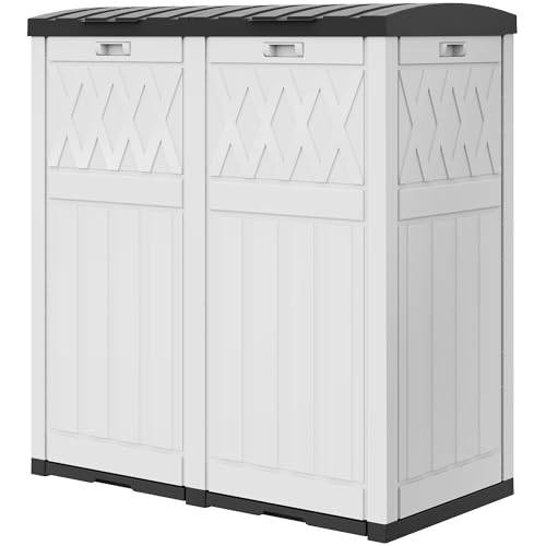 DWVO 76 Gallon Garbage Dual Can - color: Grayish-White, size: 76 Gallon