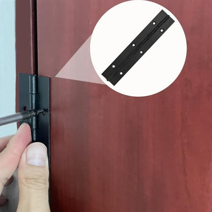 6 Pack Continuous & Piano Hinges,6 inches Black 304 Stainless Steel Hinges 0.04" Thickness Heavy Duty Continuous Hinges with Holes for Pianos，Door，Wooden Boxes，Cabinet (6inches/15cm) - size: 6inch