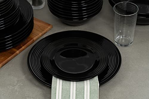 10 Strawberry Street Nova Black Round 62-Piece Dinnerware Set, Service for 6 - color: Black