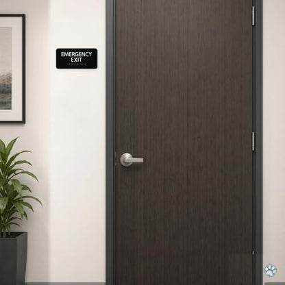 Alpha Dog Emergency Exit Sign, 4x8 ADA Braille Sign, Black - color: Black, size: Emergency Exit