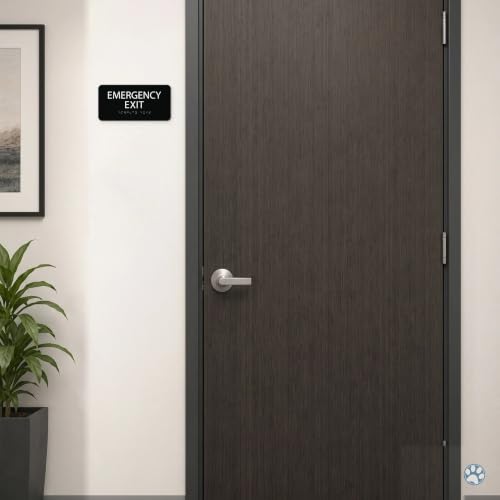 Alpha Dog Emergency Exit Sign, 4x8 ADA Braille Sign, Blue - color: Blue, size: Emergency Exit
