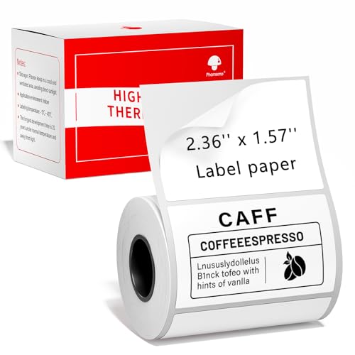 Phomemo Thermal Labels- Sticker Labels for M220/M250/M221/M260 Label Maker,2.36" X 1.57" (60mm X 40mm),170 Labels/Roll Multi-Purpose White Self-Adhesive Sticker Labels for Food,Supermarket,Address - size: 2.36" x 1.57"