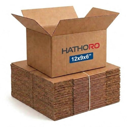 Flat Shipping Boxes 12"L x 9"W x 6"H (25-Pack) | Corrugated Cardboard Single-Wall Small Kraft Boxes for Moving, Packing and Storage - size: 12x9x6