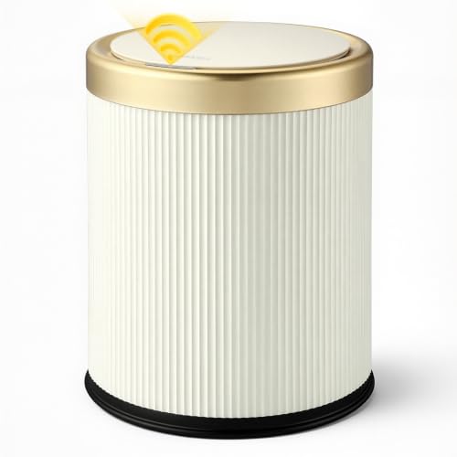 Automatic Bathroom Trash Can with Lid,Motion Sensor Trash cans Smart - color: White, size: 2.8 Gallon