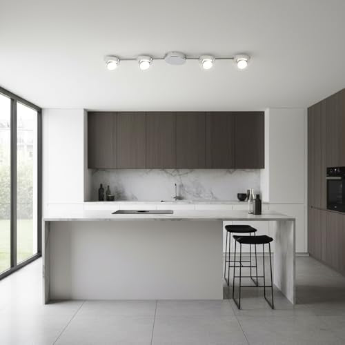 Qcyuui Track Lighting, LED Track Lighting Fixtures Ceiling with Remote - color: 4-Lights Chrome