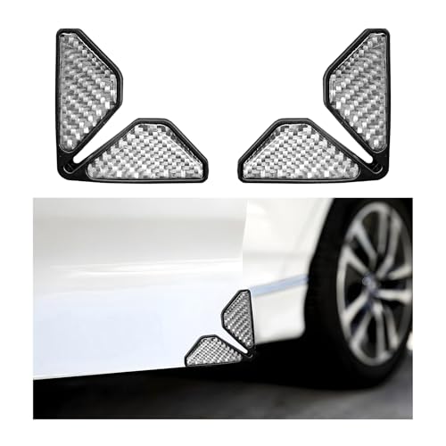 DXNQ 2 PCS Car Door Corner Protector Edge Guards, Real Carbon Fiber Anti-Collision Car Door Edge Protector, Self-Adhesive Decorative Auto Corner Protect, Vehicle Exterior Accessories (Silver) - color: Silver