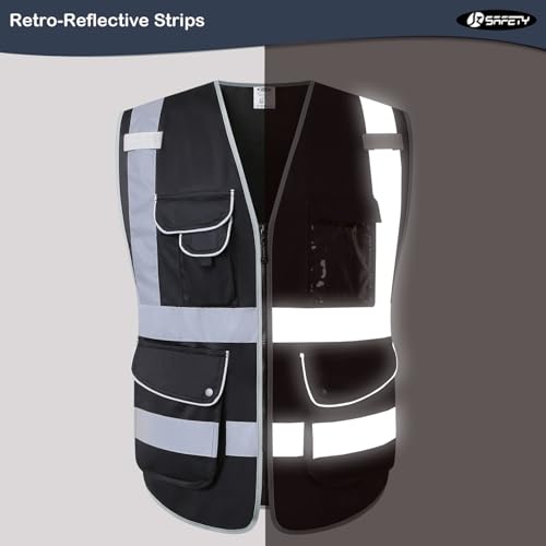 JKSafety Safety Vest for Men Women Reflective Hi Vis JK150 Black M - color: Black, size: Medium