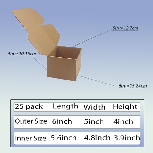 6x5x4 inch Shipping Boxes Pack of 25, Brown Corrugated Cardboard Mailer Box - size: 6x5x4 -25 Pack