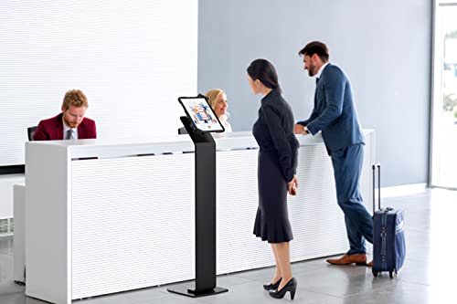 CTA Digital Locking Floor Stand Premium Support Base Kiosk Lock & Key Security - iPad Air 11" M2 (2024) - Pro 11" M4 (2024) - Air 13" M2 (2024) - Pro 13" M4 (2024) & More - Black (PAD-PARAFU) - color: Black, size: Medium Size Tablets, style: Key Lock Hold